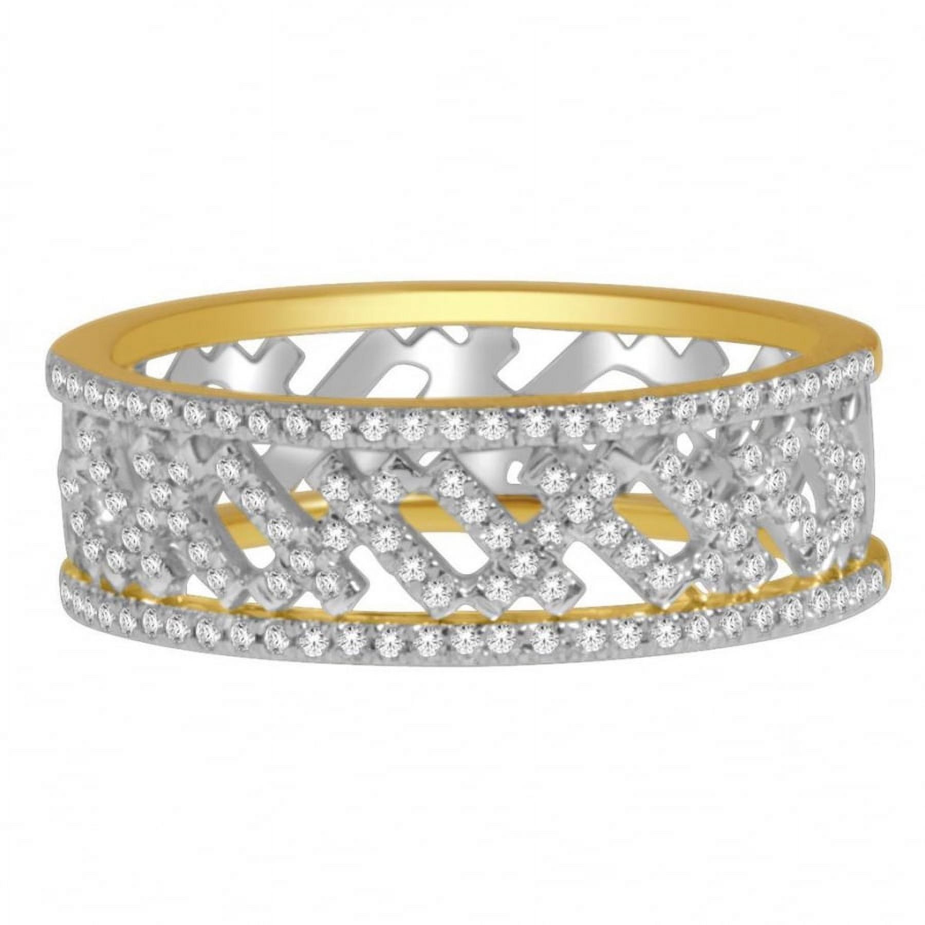 10K Yellow Gold Wedding Band Ring With Crosses 0.33ctw Diamonds Two