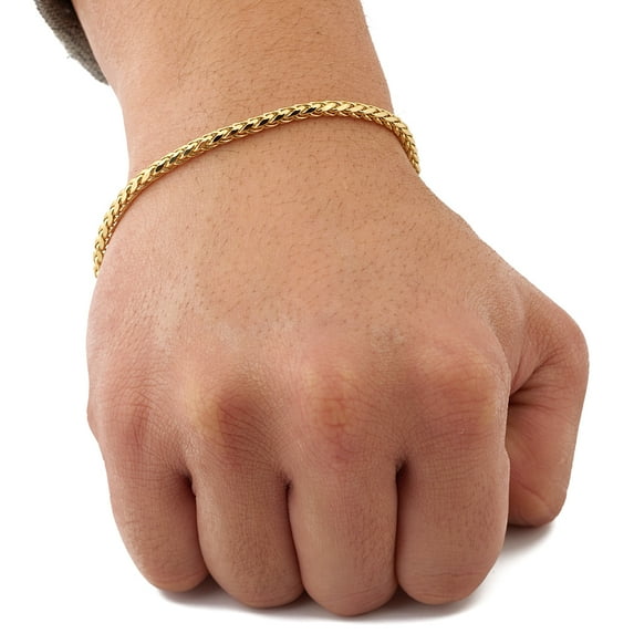 10K Yellow Gold Wheat, Palm Chain Bracelet (3.5mm, 8.5")