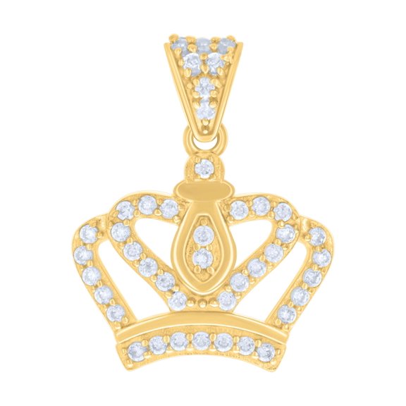 10K Yellow Gold Womens Cubic-Zirconia Crown Fashion Charm Pendant