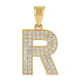 thumbnail image 1 of 10K Yellow Gold Womens Cubic Zirconia R Alphabet Initial Charm Pendant, 1 of 1