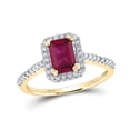 thumbnail image 1 of 10K Yellow Gold Womens Emerald Synthetic Ruby Solitaire Ring 1-3/4 Cttw, Womens Size: 5-10, 1 of 1