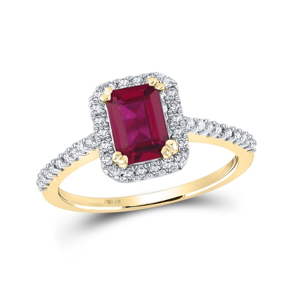 10K Yellow Gold Womens Emerald Synthetic Ruby Solitaire Ring 1-3/4 Cttw, Womens Size: 5-10