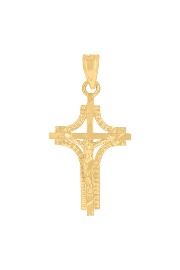 10K Yellow Gold Womens Mens Unisex Jesus Crucifix Cross Religious Charm Pendant