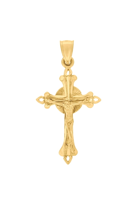 10K Yellow Gold Womens Mens Unisex Jesus Crucifix Cross Religious Charm Pendant