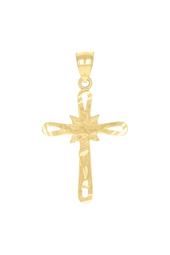 10K Yellow Gold Womens Mens Unisex Jesus Crucifix Cross Religious Charm Pendant
