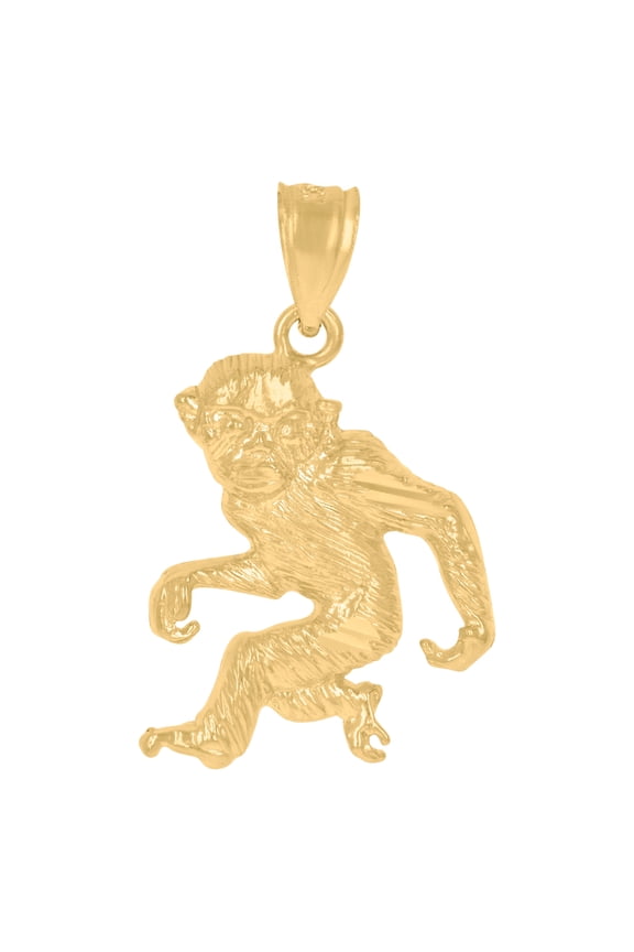 10K Yellow Gold Womens Mens Unisex Monkey Animal Charm Pendant