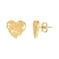 thumbnail image 1 of 10K Yellow Gold Womens Nugget Heart Stud Earrings, 1 of 1
