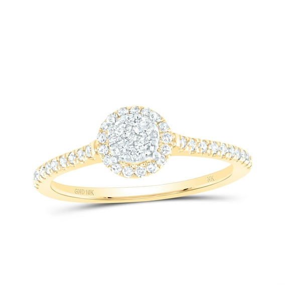 10K Yellow Gold Womens Round Diamond Cluster Ring 1/3 Cttw, Womens Size: 5-10