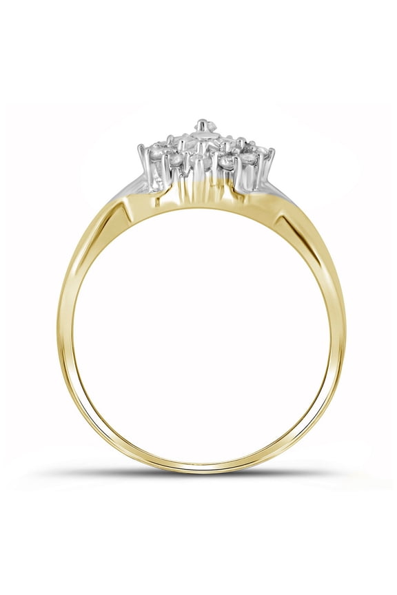 10K Yellow Gold Womens Round Diamond Cluster Ring 1/4 Cttw, Womens Size: 5-10
