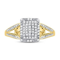 10K Yellow Gold Womens Round Diamond Cluster Ring 1/6 Cttw, Womens Size: 5-10