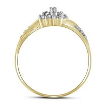 10K Yellow Gold Womens Round Diamond Cluster Ring 1/8 Cttw, Womens Size: 5-10