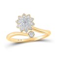 thumbnail image 1 of 10K Yellow Gold Womens Round Diamond Flower Cluster Ring 1/6 Cttw, Womens Size: 5-10, 1 of 1