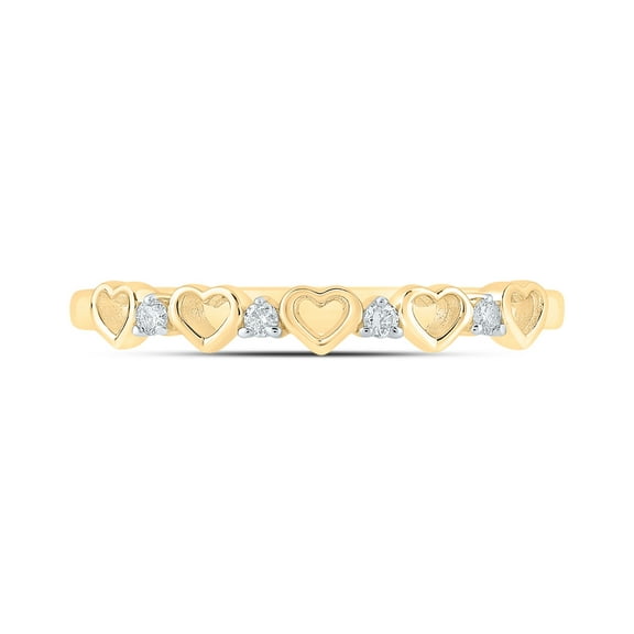 10K Yellow Gold Womens Round Diamond Heart Ring 1/20ctw, Womens Size: 5-10