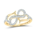 thumbnail image 1 of 10K Yellow Gold Womens Round Diamond Infinity Heart Ring 1/3 Cttw, Womens Size: 5-10, 1 of 1