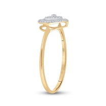 10K Yellow Gold Womens Round Diamond Slender Heart Cluster Ring 1/20 Cttw, Womens Size: 5-10