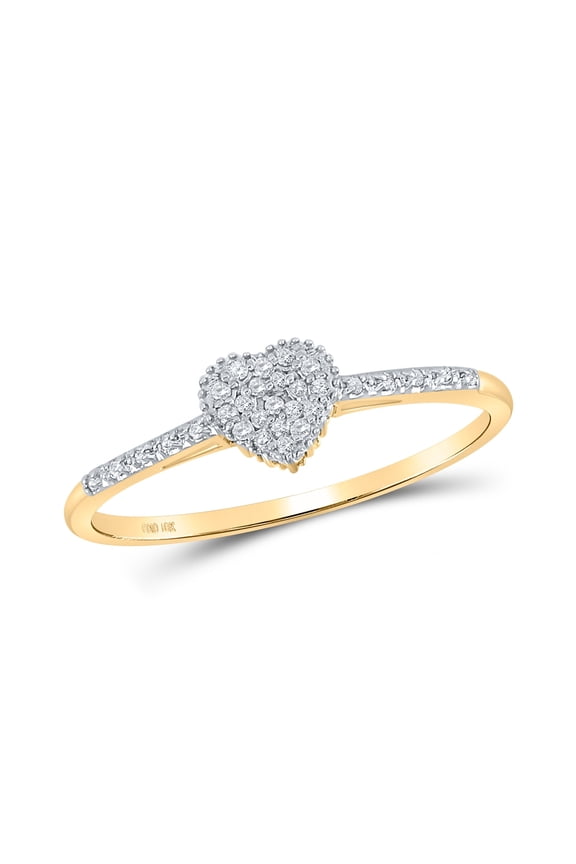 10K Yellow Gold Womens Round Diamond Slender Heart Ring 1/20ctw, Womens Size: 5-10