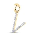 thumbnail image 1 of 10K Yellow Gold Womens Round Diamond V Initial Letter Pendant 1/8 Cttw, Length: 0.8 In, Width: 0.46 In, 1 of 2