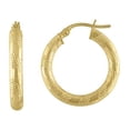 thumbnail image 1 of 10K Yellow Gold Womens Textured 3mm X 15mm Hinged Hoops Huggies, 1 of 1
