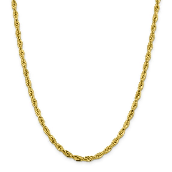 10K Yellow Gold Y 4.75mm Semi-Solid Rope Chain Necklace Size 20