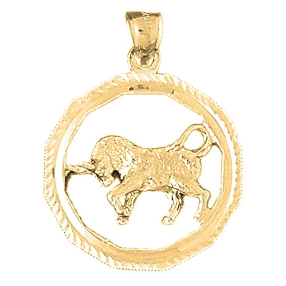 10K Yellow Gold Zodiac Taurus Pendant - 33 mm