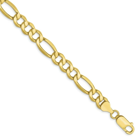 10K Yellow Gold bracelet Chain style Figaro 8 in 7.3 mm