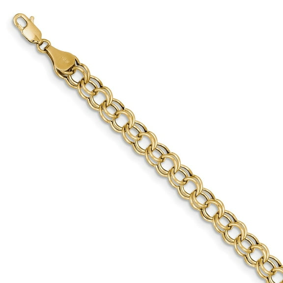 10K Yellow Gold bracelet Hollow Double Link Charm