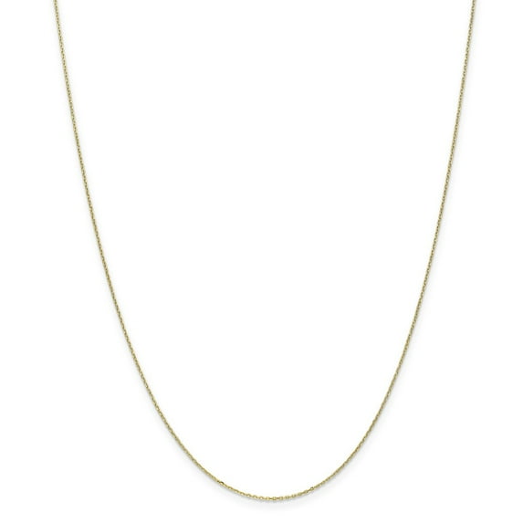 10K Yellow Gold chain Cable Pendant Diamond-cut 14 in 0.8 mm