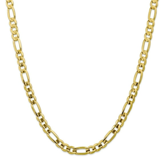 10K Yellow Gold chain Figaro 20 in 7.5 mm 7.5mm Light Concave