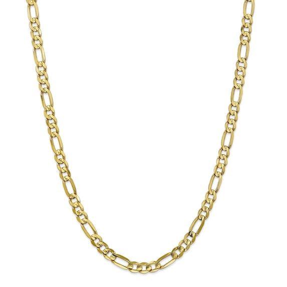 10K Yellow Gold chain Figaro 22 in 6 mm 6mm Light Concave