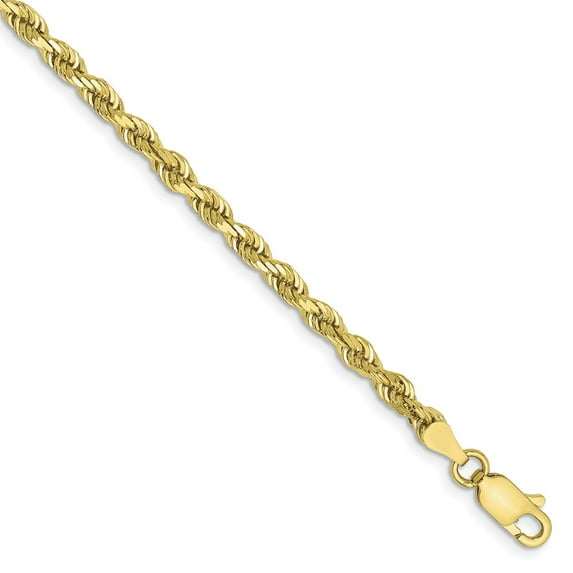 10K Yellow Gold chain Rope Diamond-cut 8 in 3.35 mm