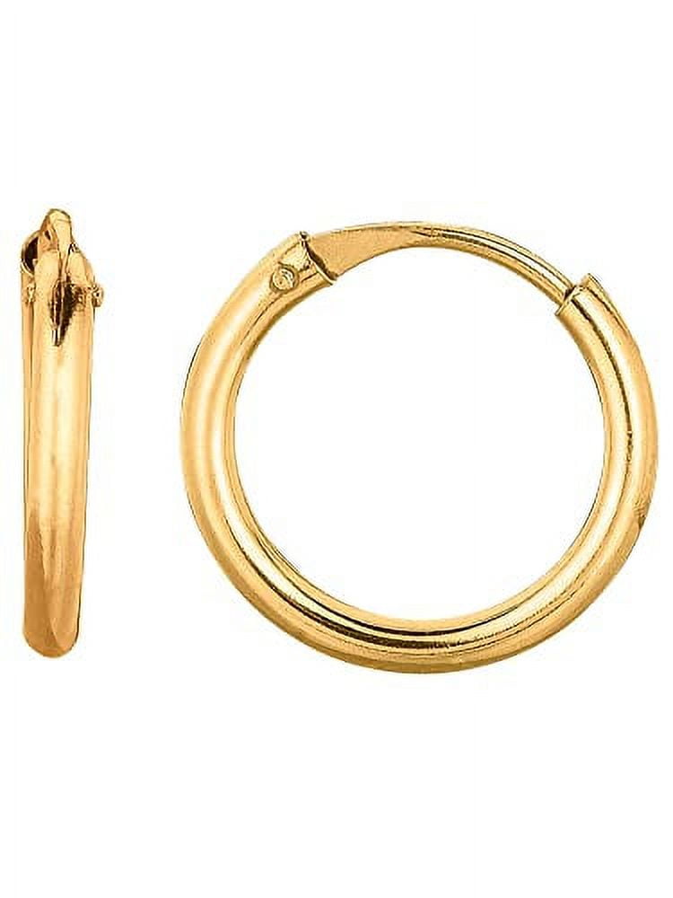 10K Yellow Gold shiny Small Endless Round Hoop Earrings - 1X10mm ...