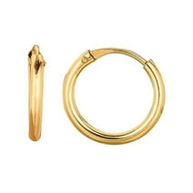 10K Yellow Gold shiny Small Endless Round Hoop Earrings - 1X10mm