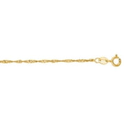 LUXURMAN 10K Yellow Solid Gold 1.5mm wide Diamond Cut Singapore Chain 16 Necklace Spring Ring Clasp