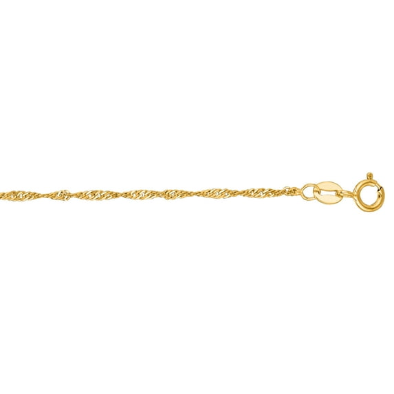 10K Yellow Solid Gold 1.5mm wide Diamond Cut Singapore Chain 18 Necklace Spring Ring Clasp