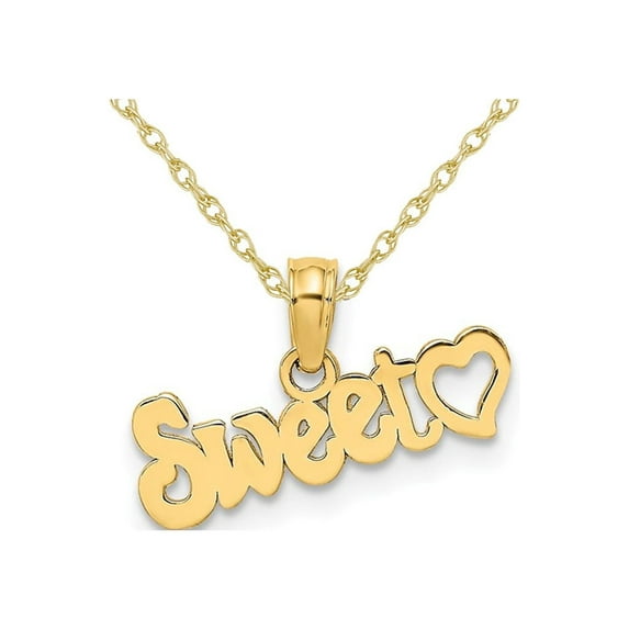 Gem & Harmony 10K Yellow - Sweet Heart - Pendant Necklace Charm with Chain for Women