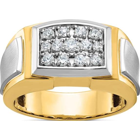 10K Yellow W/Rhodium Ibgoodman Men's W/White Rhodium Satin Diamond Complete Ringsize 10 - Jbsp