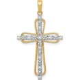 thumbnail image 1 of 10K Yellow W/Rhodium & Rhodium Diamond Cross Pendant (Width 19) (Length 33) - Jbsp, 1 of 5