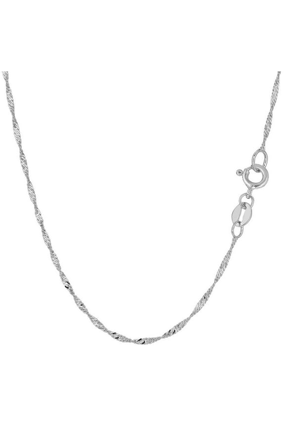 10K Yellow or White Gold  1.5mm Shiny Diamond-Cut Classic Singapore Chain Necklace for Pendants and Charms with Spring-Ring Clasp Womens Jewelry  (7 " 9" 10" 16" 18" 20" or 24" inch)