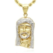 WJD EXCLUSIVES 10K Yellow White Gold Diamond Cut Jesus Head Charm Pendant Small Medium Large