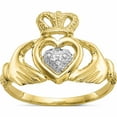 thumbnail image 1 of 10K Yellow With Rhodium & Claddagh Ring (Size 6) Made In United States 10c1270, 1 of 6