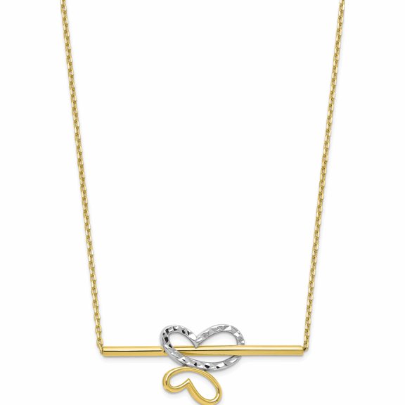 Jewelry by Sweet Pea 10K Rhodium-plated Polished Diamond-Cut Butterfly Bar Necklace
