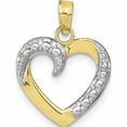 thumbnail image 1 of 10K Yellow With Rhodium Polished And Textured Heart Pendant Made In United States 10k9678, 1 of 5