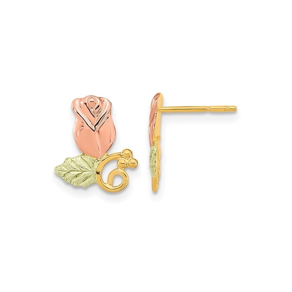 10K Yellow and Rose Gold Flower Post Earrings