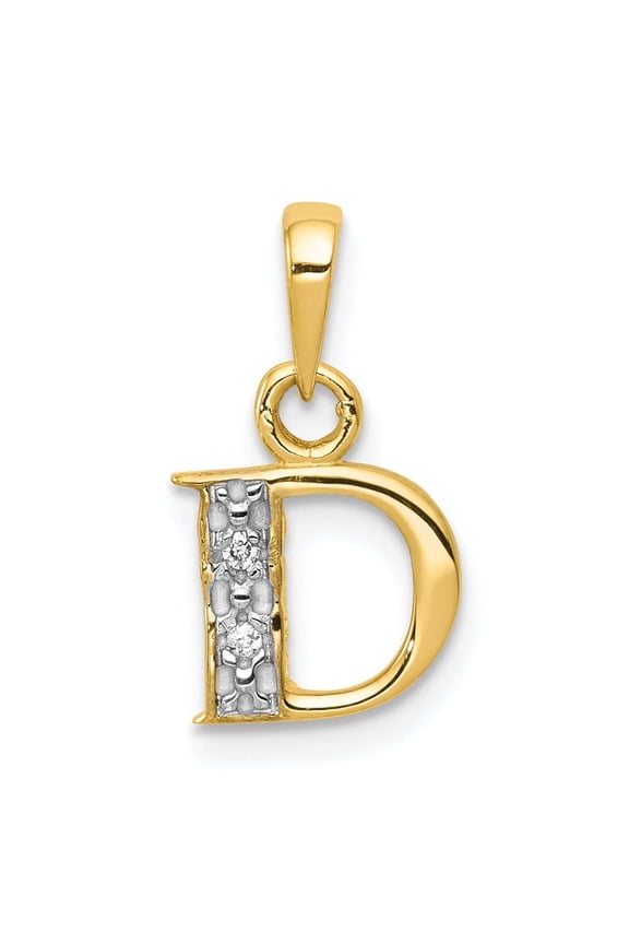 10K and Rhodium Diamond Initial D Pendant