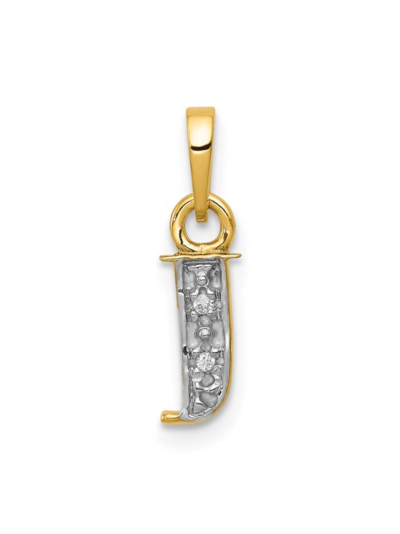10K and Rhodium Diamond Initial J Charm