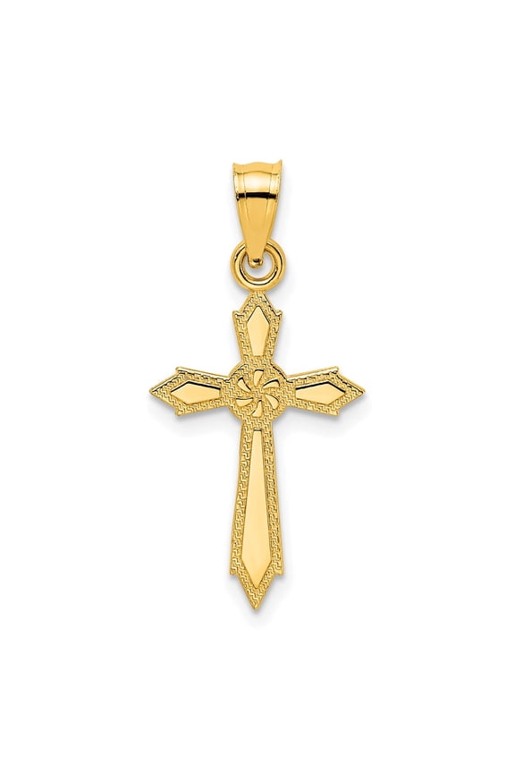 10K w/ Engraved Edges Cross Charm