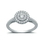 FOREVER BRIDE 10KT WG 1/2 CTTW ROUND HALO DIA ENG RING