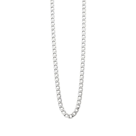 10KT White Gold Curb Chain with Spring Ring Clasp -18"