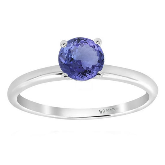 10KT White Gold with Natural Tanzanite Solitaire Ring