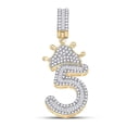 thumbnail image 1 of 10KT Yellow Gold Round Diamond Number 5 Crown Charm Pendant for Men - 0.75 CTTW, 1 of 1